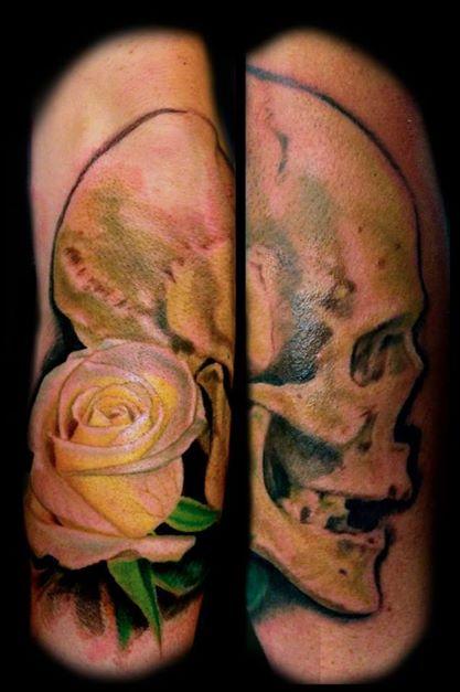 Tattoos - skull rose - 96216